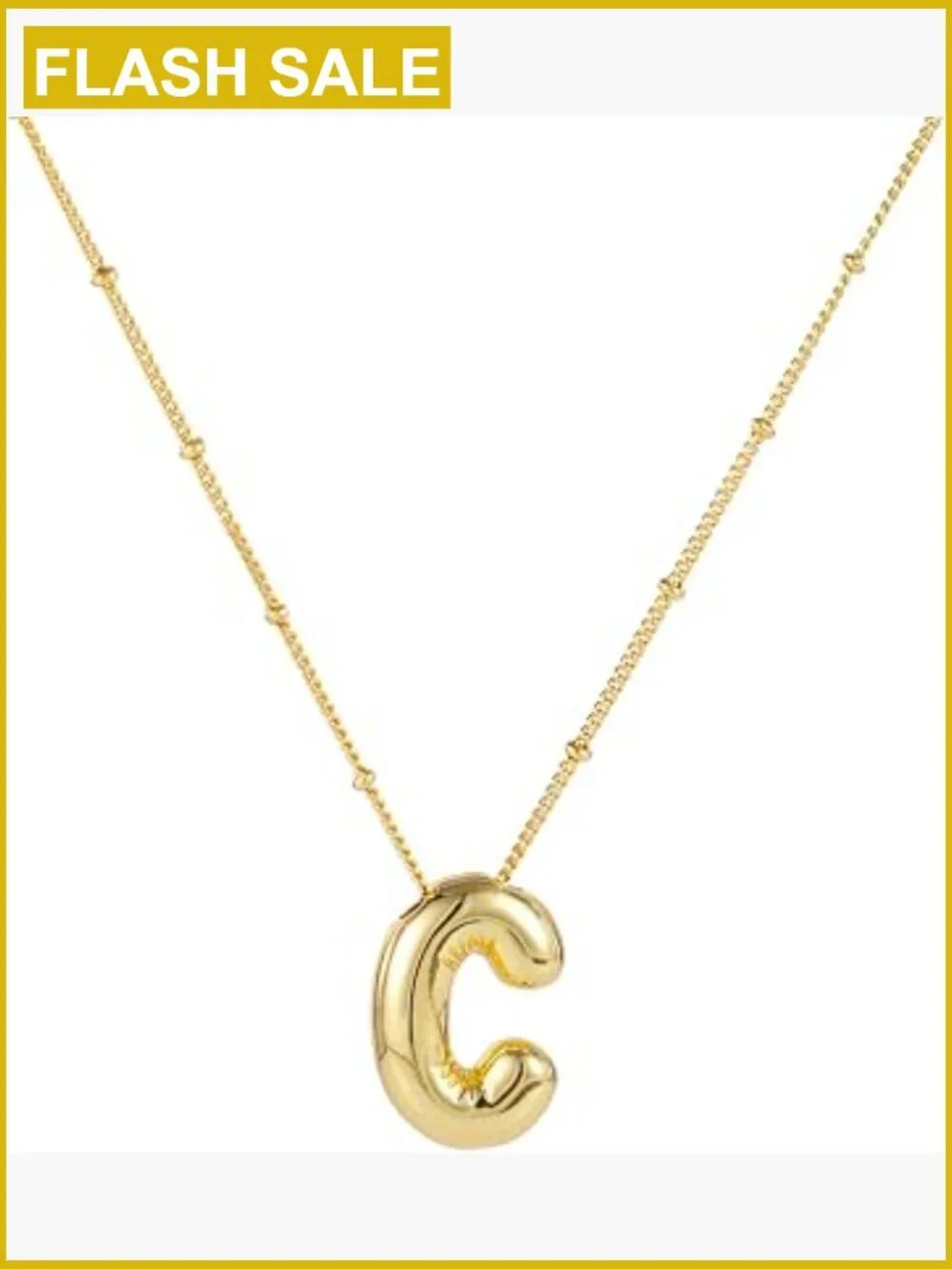 14k Gold Plated Initial Letter A-Z Pendant Necklace 17in